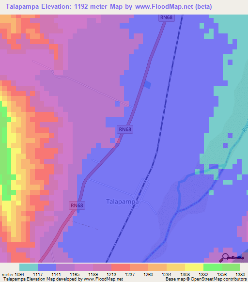 Talapampa,Argentina Elevation Map