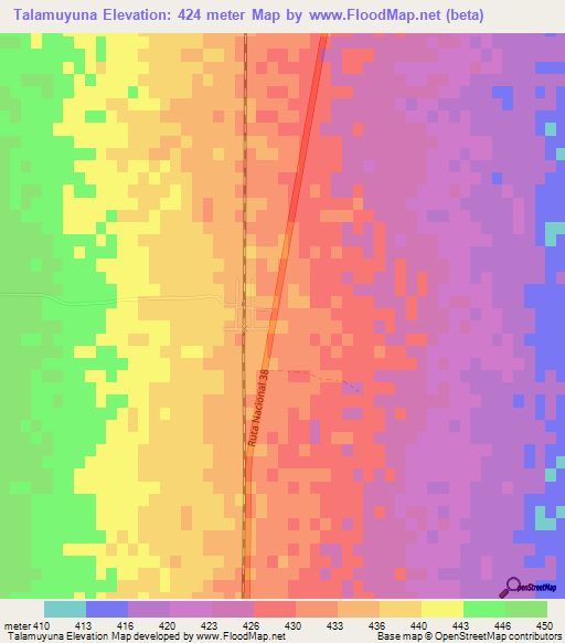 Talamuyuna,Argentina Elevation Map
