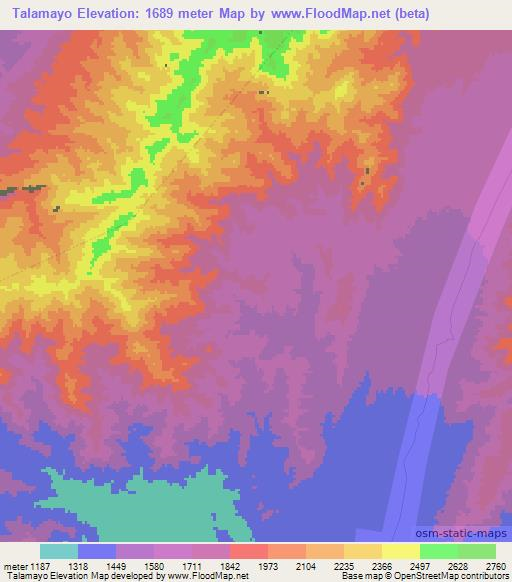 Talamayo,Argentina Elevation Map