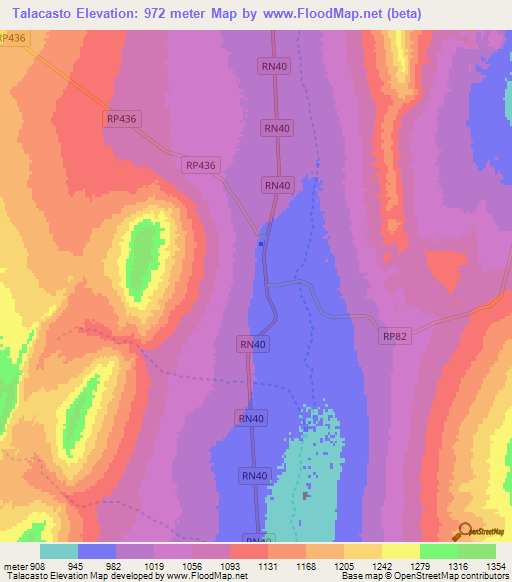 Talacasto,Argentina Elevation Map