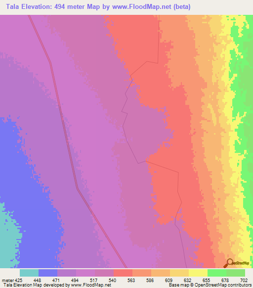 Tala,Argentina Elevation Map