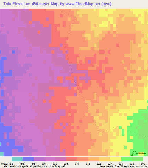 Tala,Argentina Elevation Map