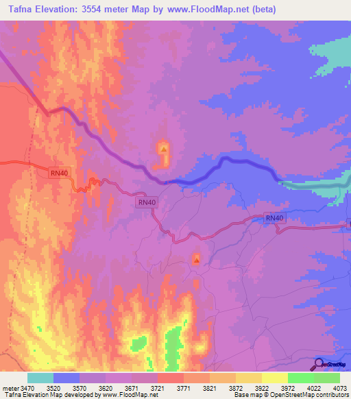 Tafna,Argentina Elevation Map