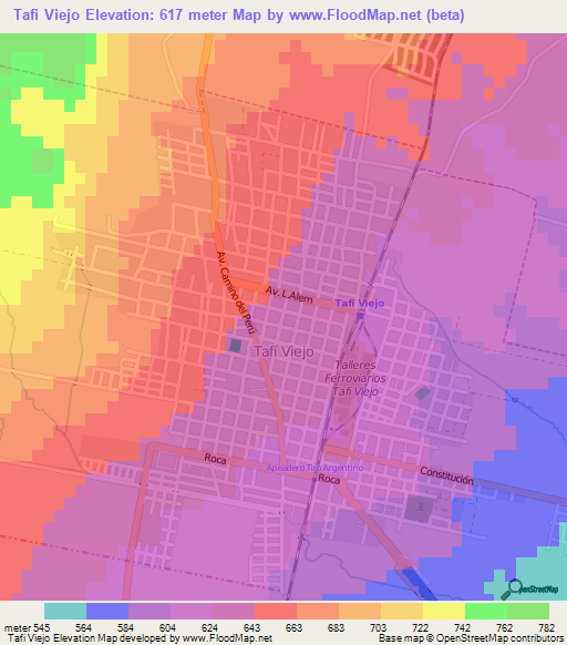 Tafi Viejo,Argentina Elevation Map