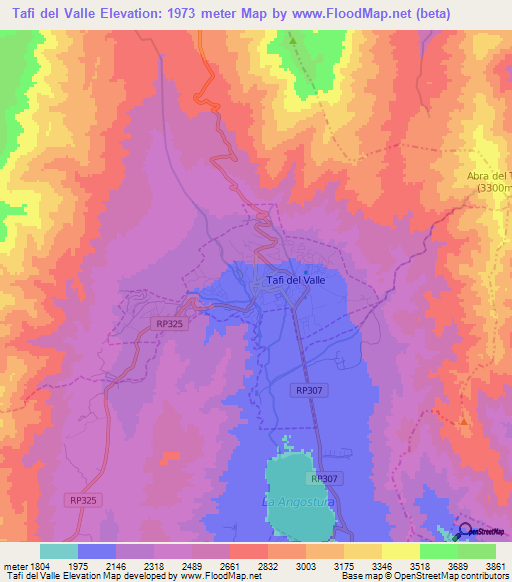 Tafi del Valle,Argentina Elevation Map