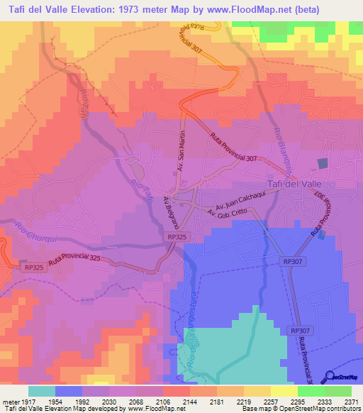 Tafi del Valle,Argentina Elevation Map