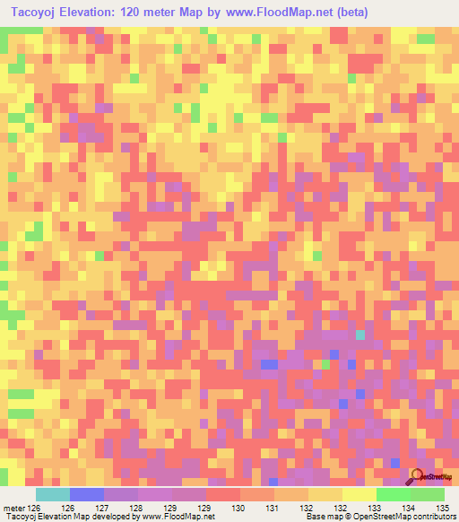 Tacoyoj,Argentina Elevation Map