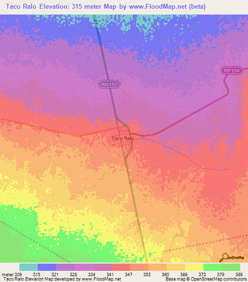 Taco Ralo,Argentina Elevation Map