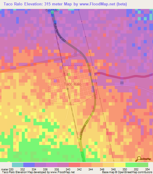Taco Ralo,Argentina Elevation Map