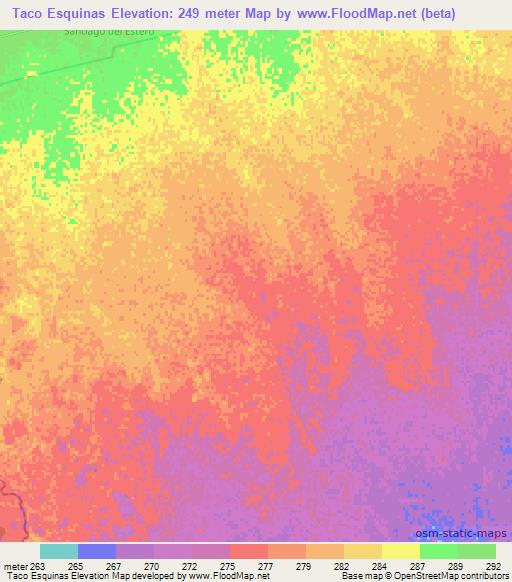 Taco Esquinas,Argentina Elevation Map