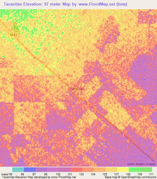 Tacanitas,Argentina Elevation Map