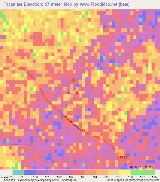 Tacanitas,Argentina Elevation Map
