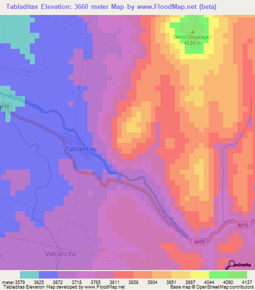 Tabladitas,Argentina Elevation Map