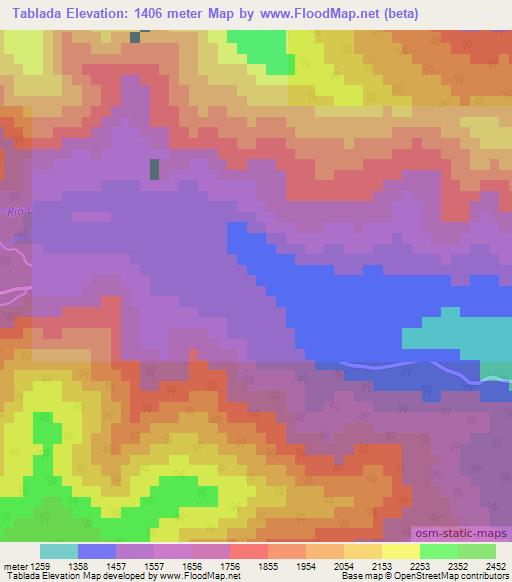 Tablada,Argentina Elevation Map