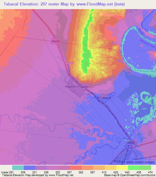 Tabacal,Argentina Elevation Map
