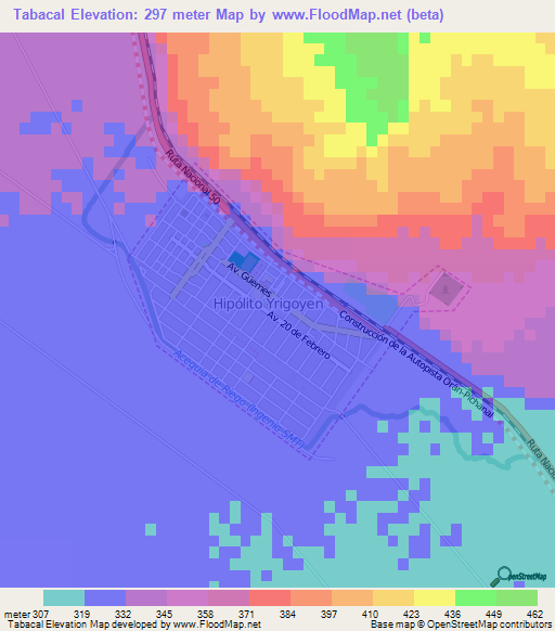 Tabacal,Argentina Elevation Map
