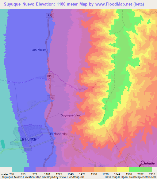 Suyuque Nuevo,Argentina Elevation Map