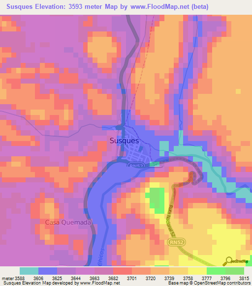 Susques,Argentina Elevation Map
