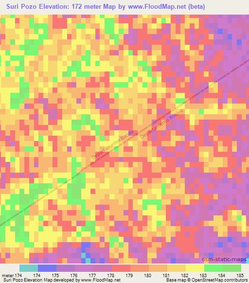 Suri Pozo,Argentina Elevation Map