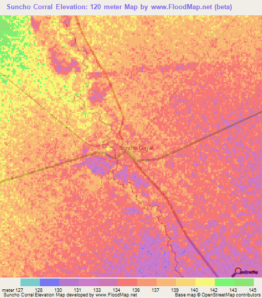 Suncho Corral,Argentina Elevation Map