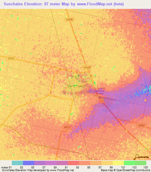 Sunchales,Argentina Elevation Map