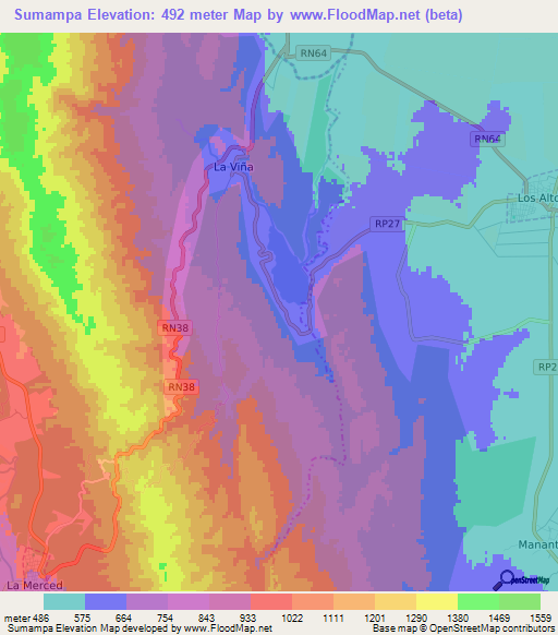 Sumampa,Argentina Elevation Map