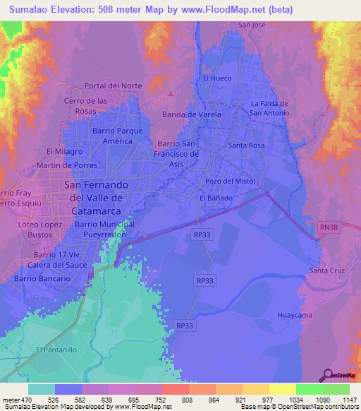 Sumalao,Argentina Elevation Map
