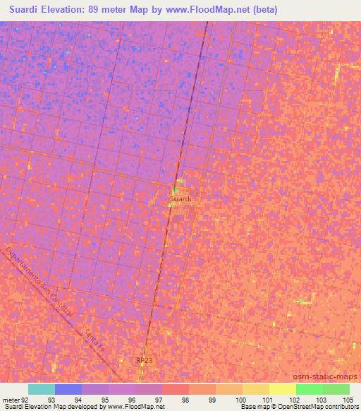 Suardi,Argentina Elevation Map