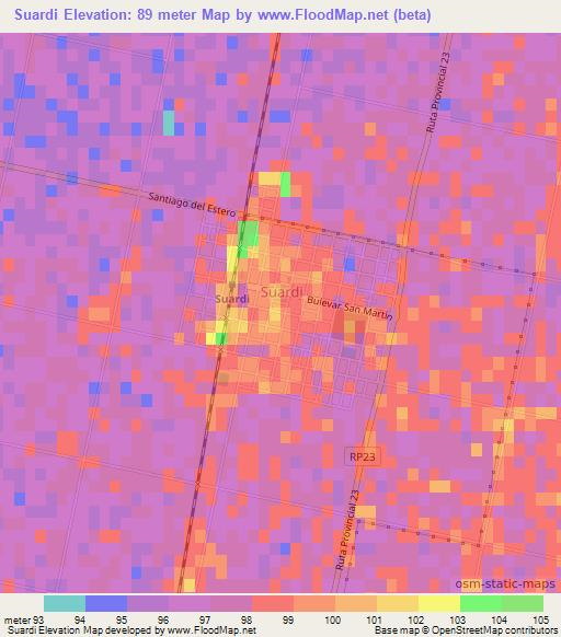 Suardi,Argentina Elevation Map