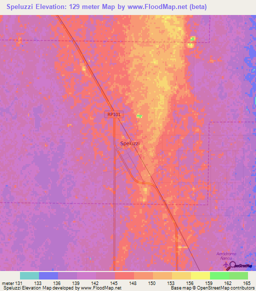 Speluzzi,Argentina Elevation Map