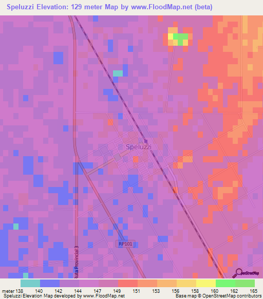 Speluzzi,Argentina Elevation Map