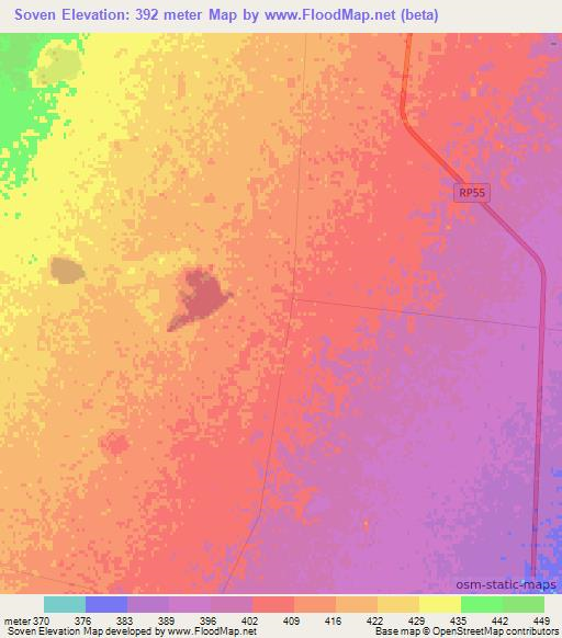 Soven,Argentina Elevation Map