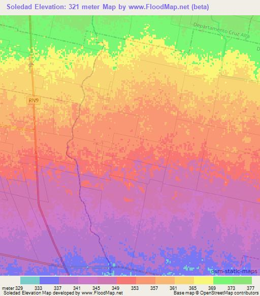 Soledad,Argentina Elevation Map