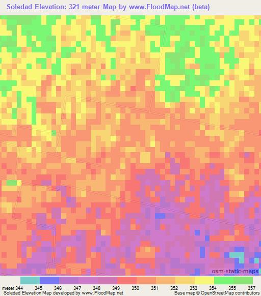 Soledad,Argentina Elevation Map