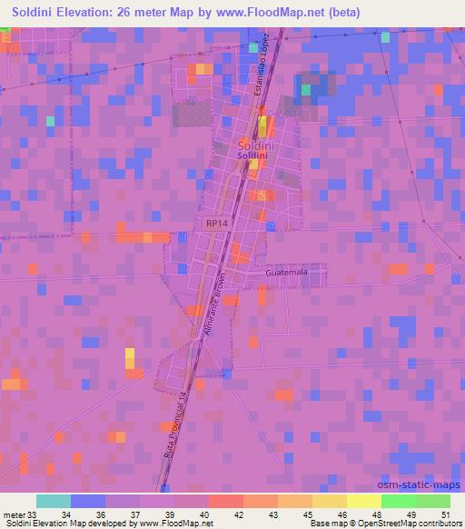 Soldini,Argentina Elevation Map