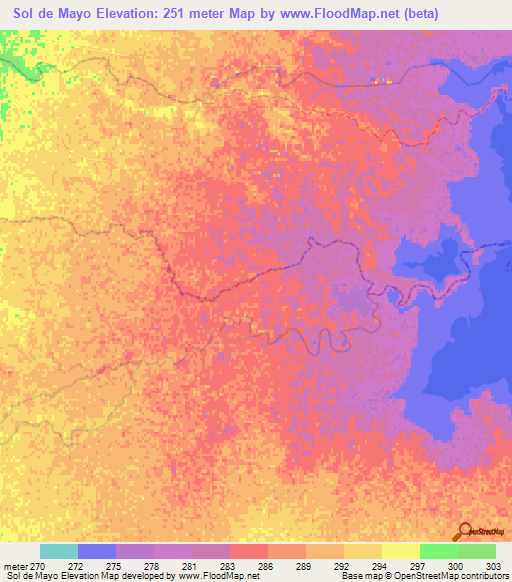Sol de Mayo,Argentina Elevation Map