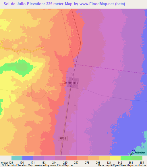 Sol de Julio,Argentina Elevation Map