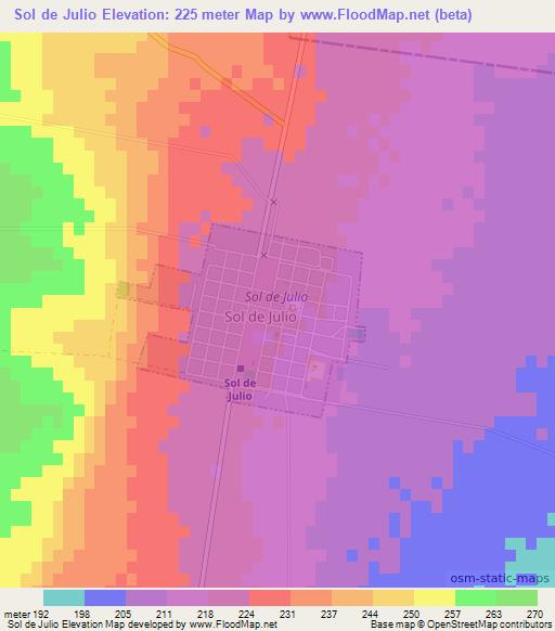 Sol de Julio,Argentina Elevation Map