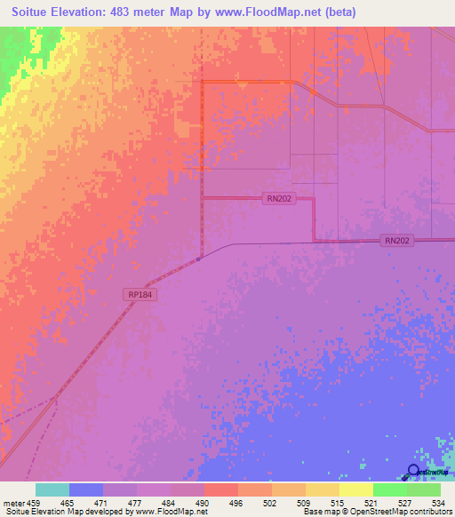 Soitue,Argentina Elevation Map