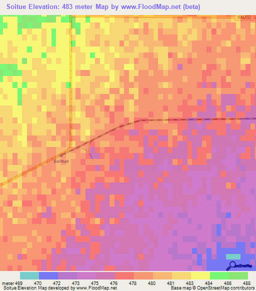 Soitue,Argentina Elevation Map