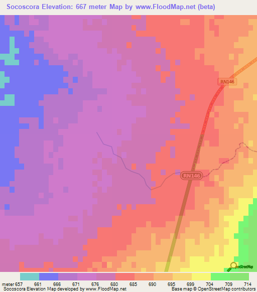 Socoscora,Argentina Elevation Map