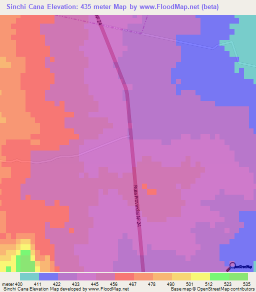 Sinchi Cana,Argentina Elevation Map