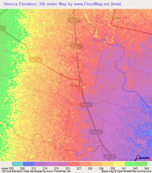 Simoca,Argentina Elevation Map