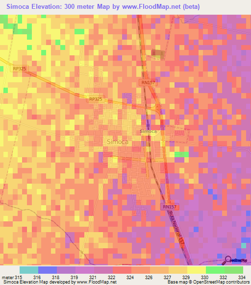 Simoca,Argentina Elevation Map