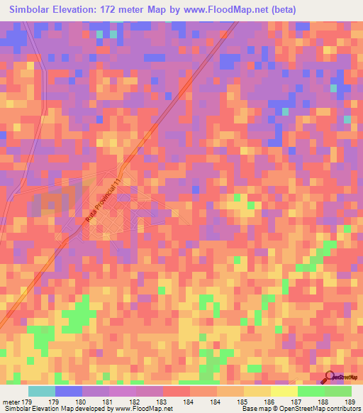 Simbolar,Argentina Elevation Map