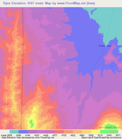 Sijes,Argentina Elevation Map