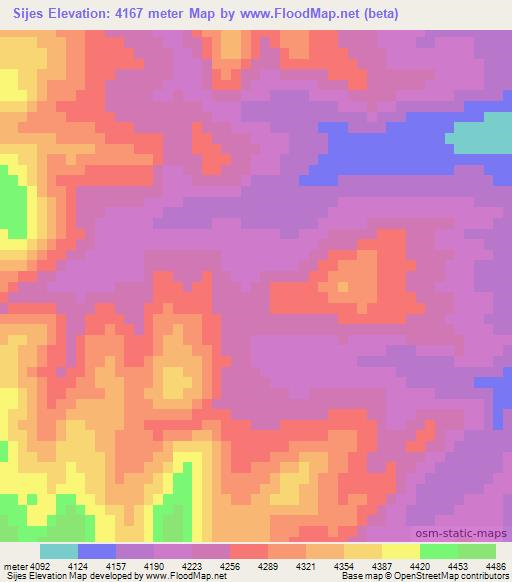 Sijes,Argentina Elevation Map