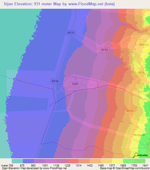 Sijan,Argentina Elevation Map