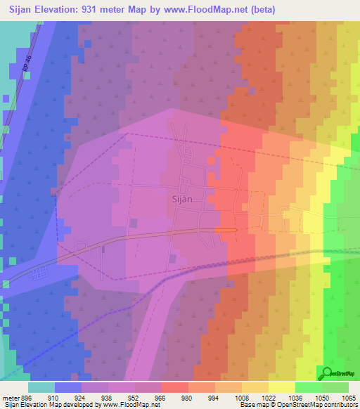 Sijan,Argentina Elevation Map