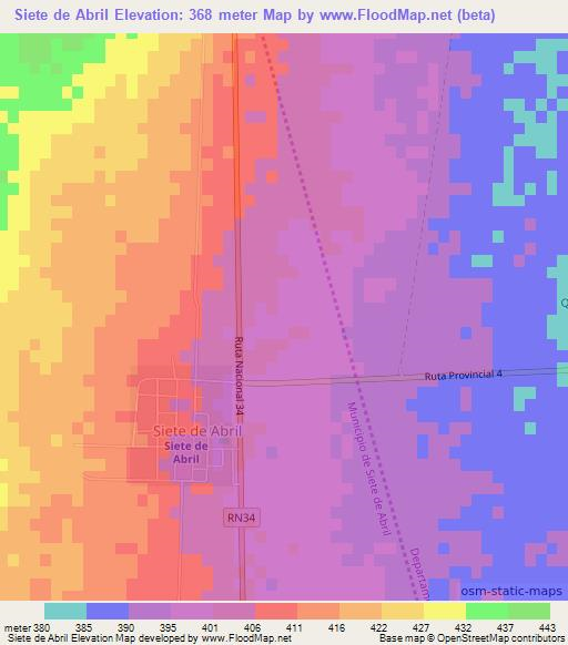 Siete de Abril,Argentina Elevation Map